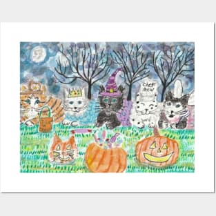 Happy Halloween cats costumes Posters and Art